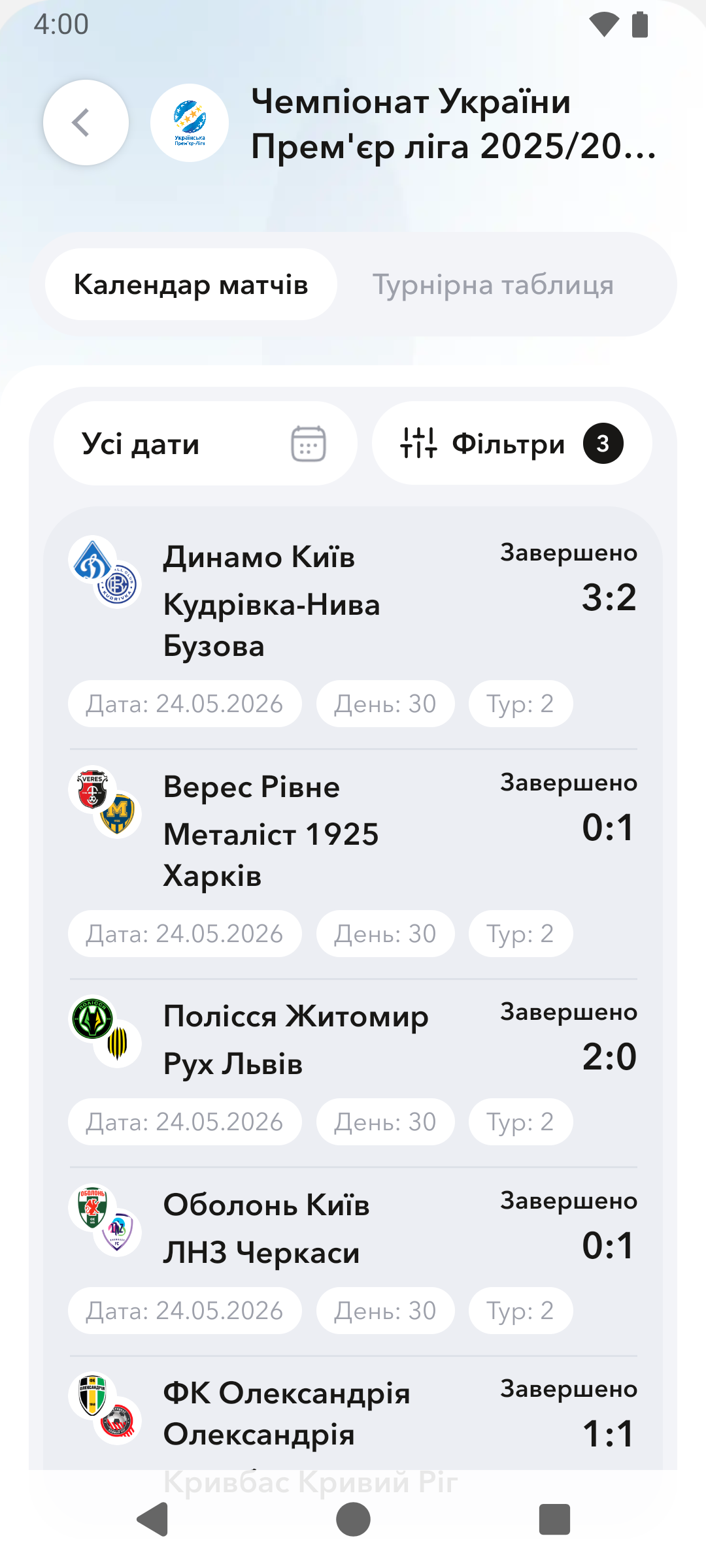 UAF DIGITAL - матчі